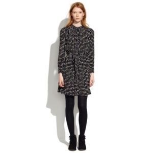 Madewell Paint Dot Shirt Dress Black White and Peach Small